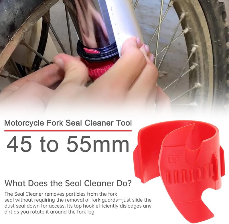 Windance Motorcycle Fork Seal Saver Cleaner,Front Fork Seal Clean Tool, Shock Repairing Absorber Tool 45mm-55mm (Red) - Image 3